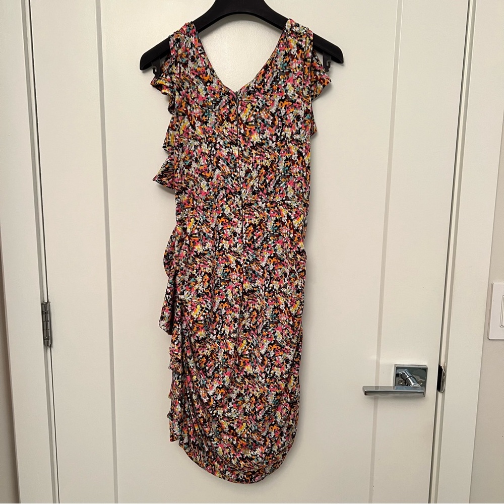 Another Edition- Bright Multi Color Ruched Ruffle Sleeveless Dress - Picture 2 of 9